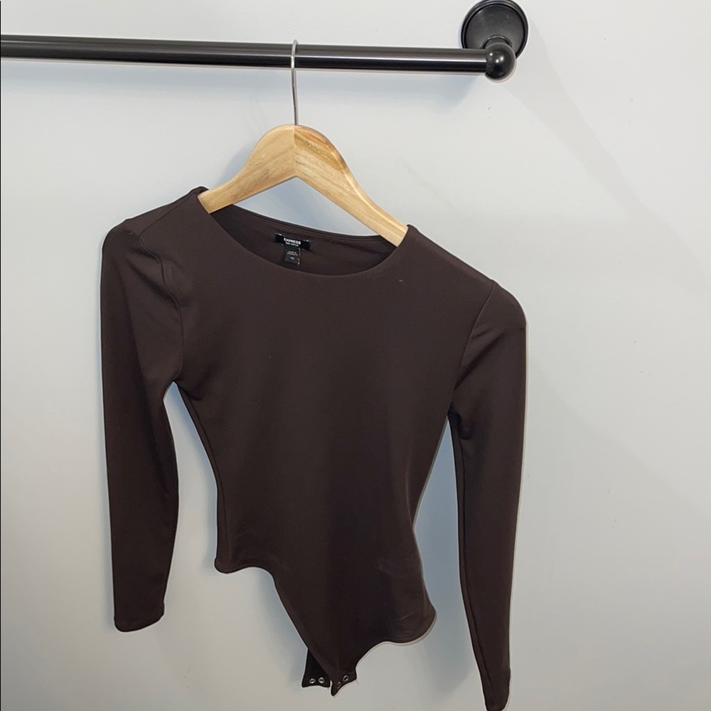 EXPRESS BODY CONTOUR DOUBLE LAYER CREW NECK THONG BODYSUIT